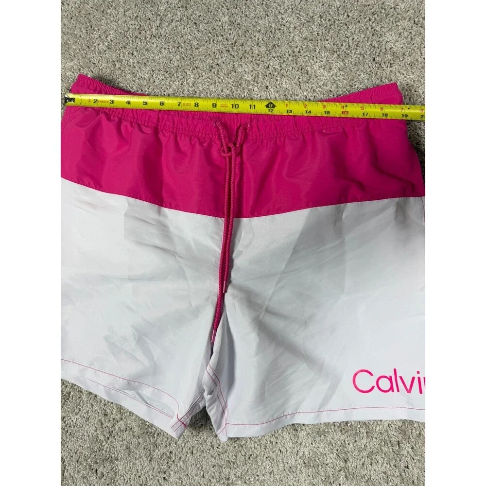 Calvin Klein Men's XL Pink White Swim Trunks Board Shorts NWT Quick Dry Mesh